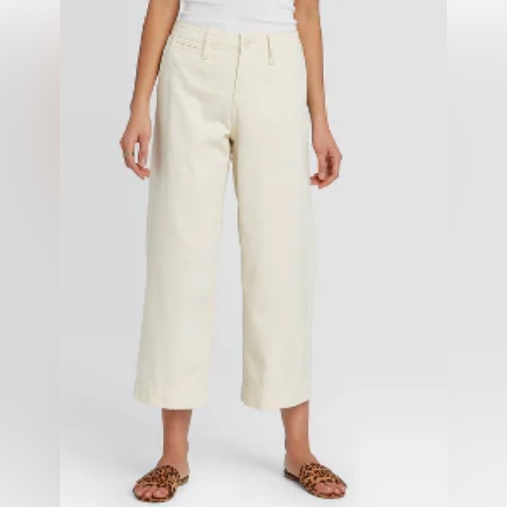 Khaki Wide-Leg Pants